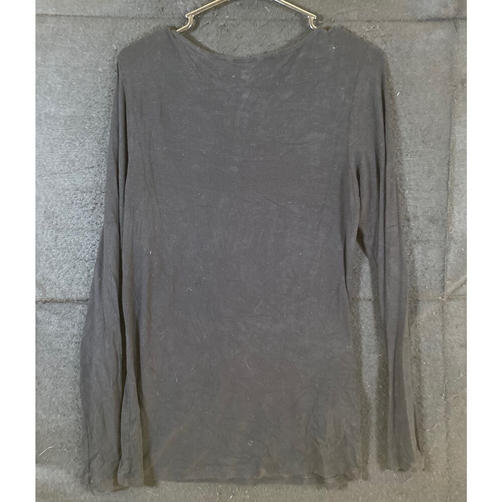 Cabi Womens Blouse Black Long Sleeve Ruched Wrapped Round Neck Stretch M - Picture 9 of 11